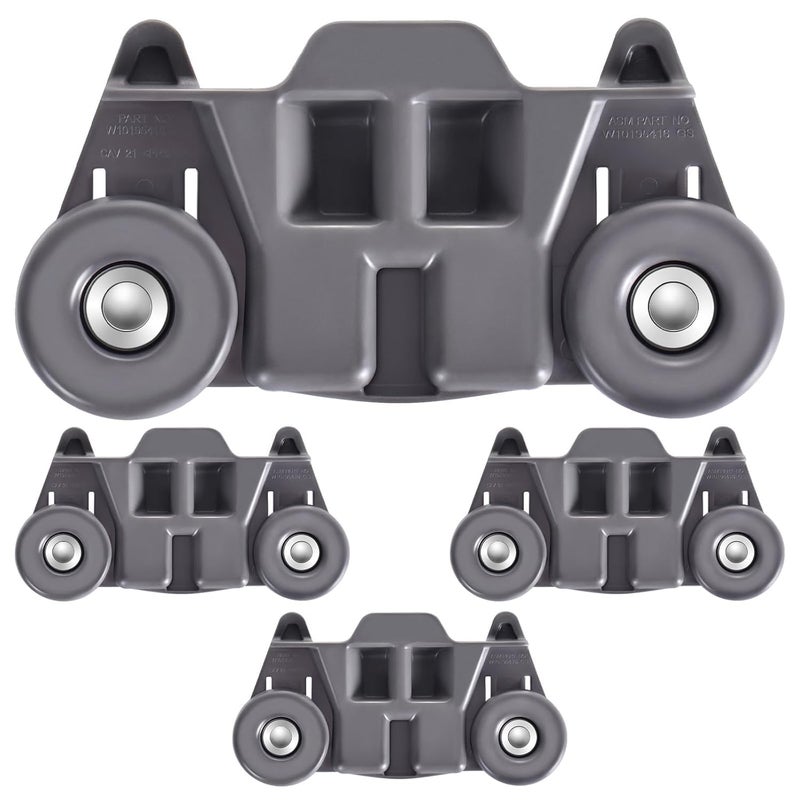 HPUY W10195416 W10195416V Dishwasher Wheels Lower Rack (Pack of 4), Compatible for KitchenAid Whirlpool Maytag Dishwasher Rack Parts W10195420 W10579095A,304 Stainless Steel Core with Rivet‑Reinforced - Image 1